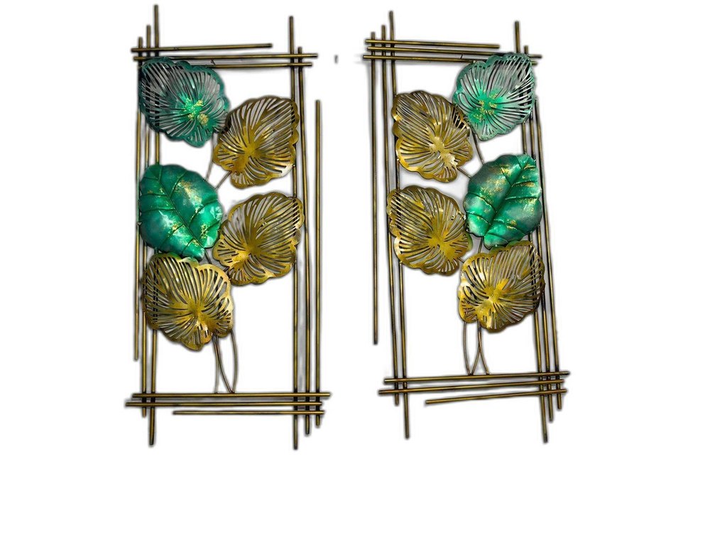 Golden Green Metal Leaf Wall Decor Handicraft Metal for Home, hotel Office at wholesale price
