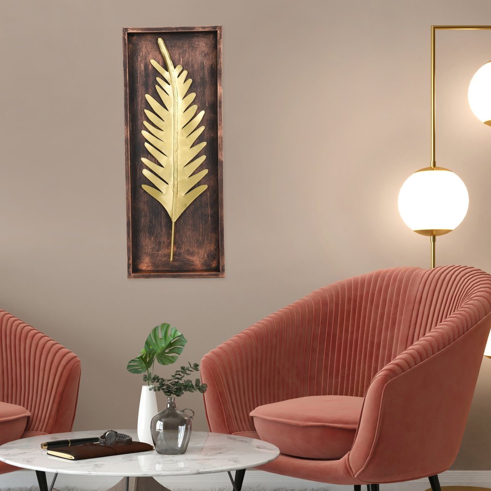 Golden Iron The Cocotier Handcrafted Metal Leaf, For Home, Hotel, Size: 20 X 3 X 51 Centimeters