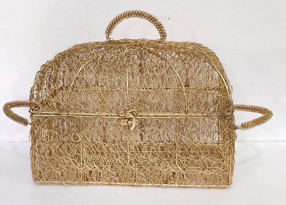 Golden Iron Decorative Box, For Storage, Size/Dimension: 14L