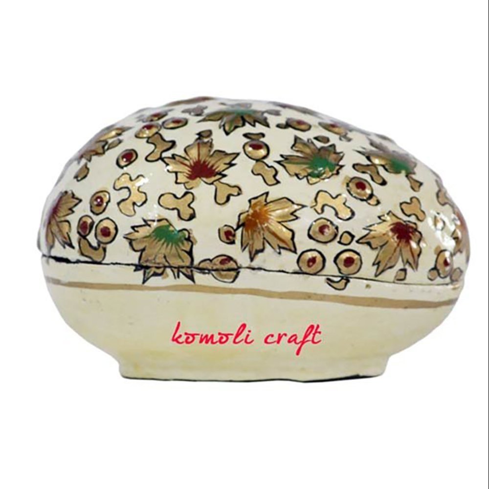 Komoli Hand Painted Pink Polka Dots Egg Shaped Trinket Boxes, For Home, Size: 3 Inch Onwards