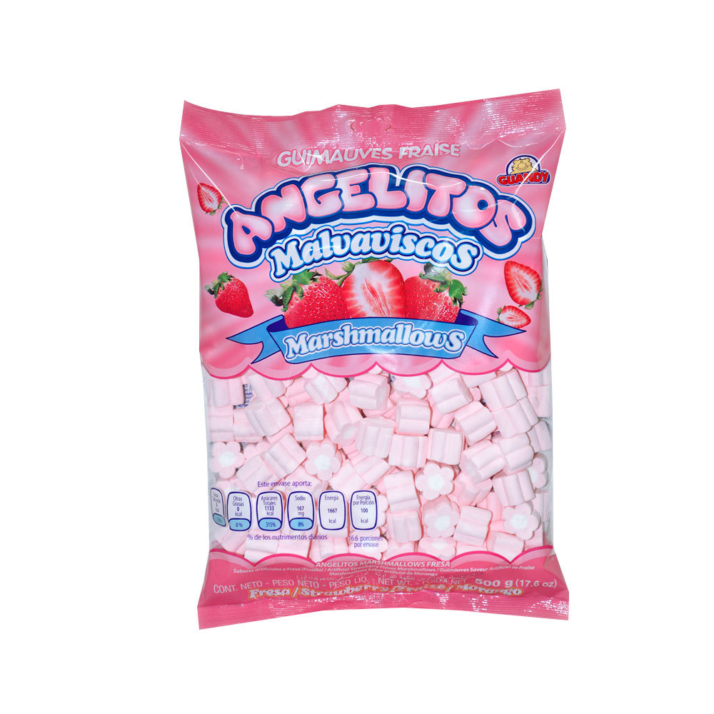 Guandy Angelitos Marshmallow Strawberry Candy, Packaging Type: Packet, Packaging Size: 200g