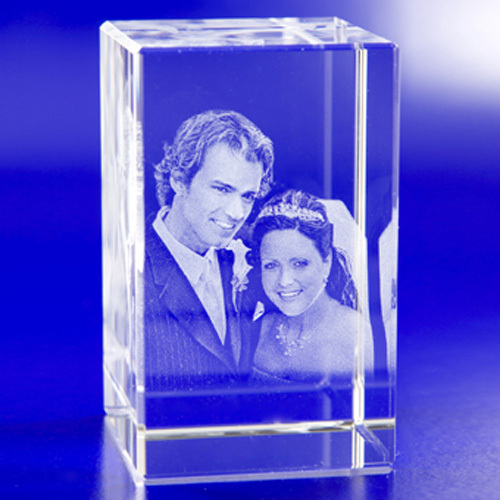 Personalized 3D Crystal Cube, Size: 5x5x8 Inches