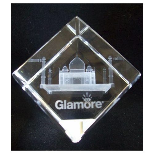 100 X 60 X 60 Mm White 3D Tajmahal Crystal Monuments