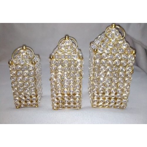 Golden Brass Decorative Crystal Craft, For Decoration