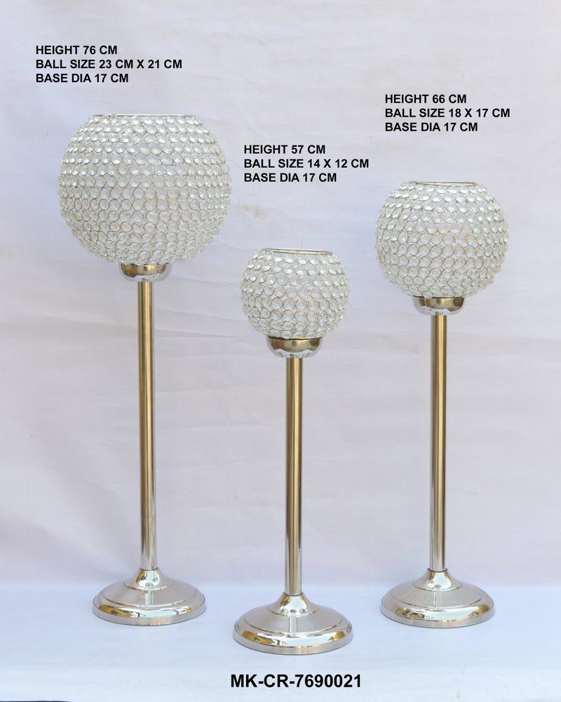 MKI Nickel Crystal Diamond Ball with Metal Stand Centerpiece