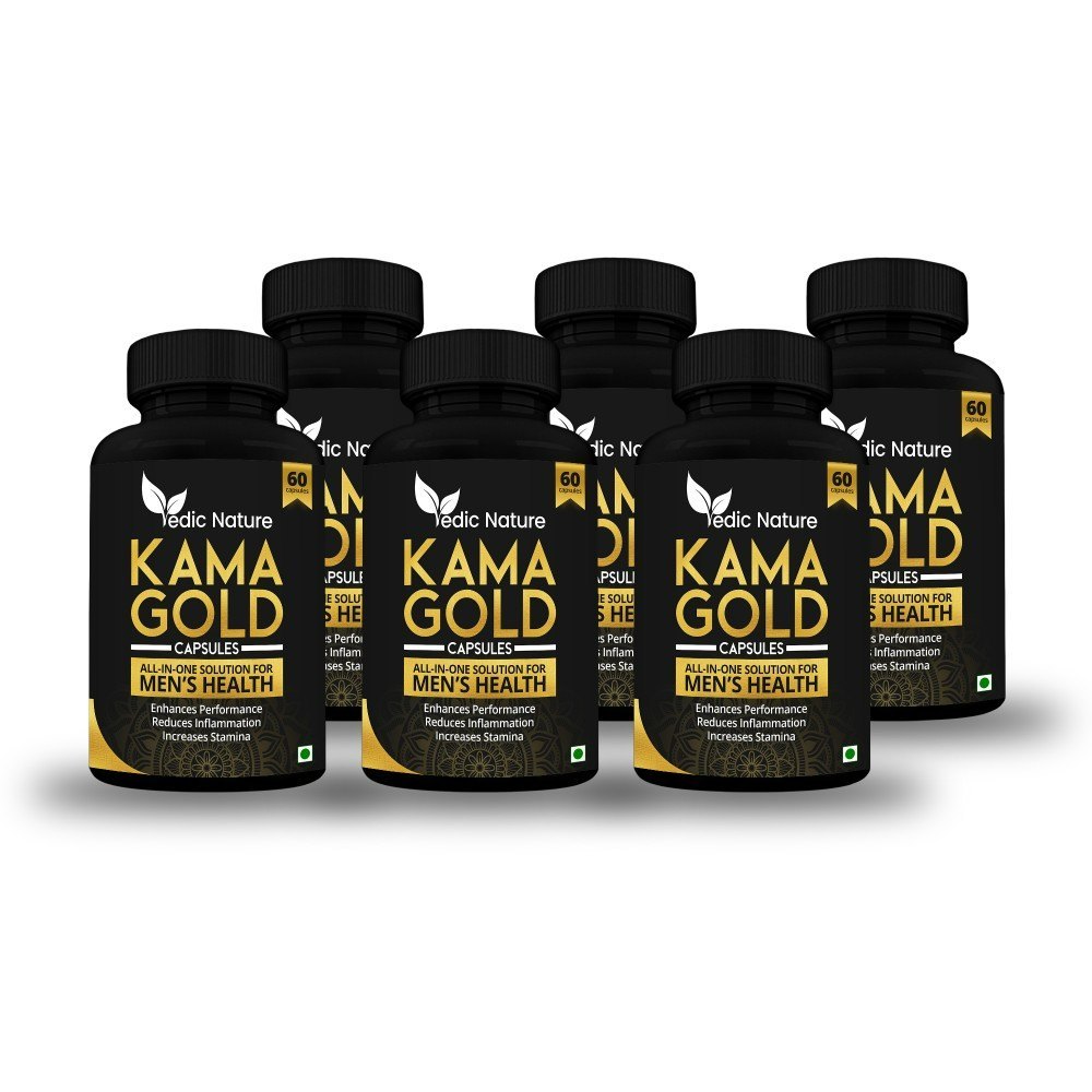 6 Bottles Pack Kama Gold Capsules, 60 Capsule in Each Bottle
