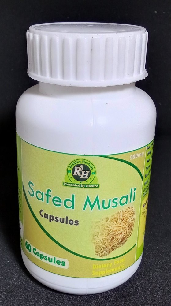 Rishika Herbals Safed Musli Capsules, 60 Pcs, Non prescription