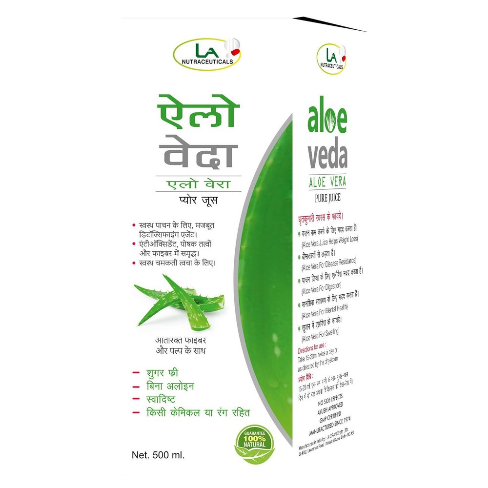 Aloe Veda Juice ( Nutrients & Fiber For Healthy Glowing Skin), 500 Ml, Packaging Type: Bottle