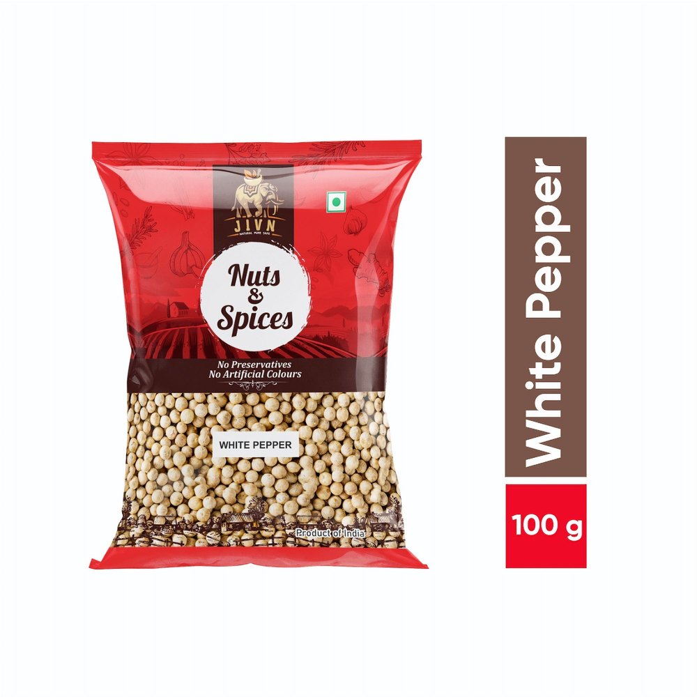 Dry JIVN PREMIUM WHITE PEPPER (WHITE_PEPPER_100_GM)