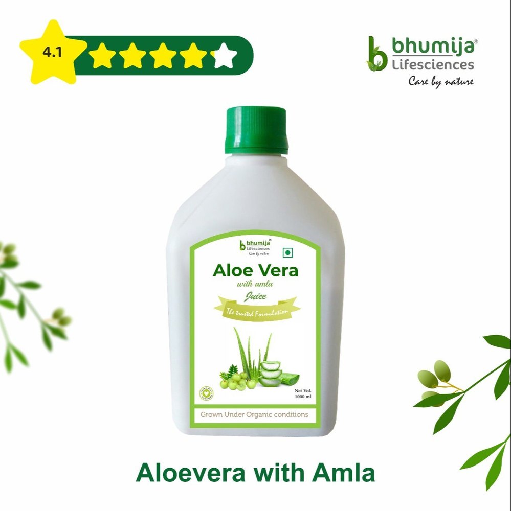 Bhumija lifesciences Unflavored Aloe Vera With Amla Juice 1000ml., Packaging Type: Bottle