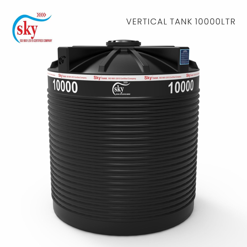 Sky 10000 Ltrs Black PVC Vertical Water Storage Tank