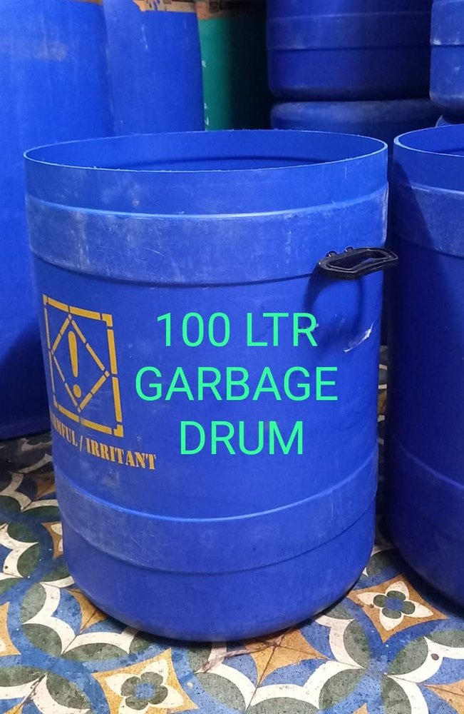 Cylindrical 100 Ltr heavy duty garbage plastic Drum