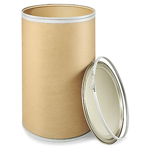 Brown Plain Cylindrical Fibre Full Open Top Drums, Capacity: 0-50 litres