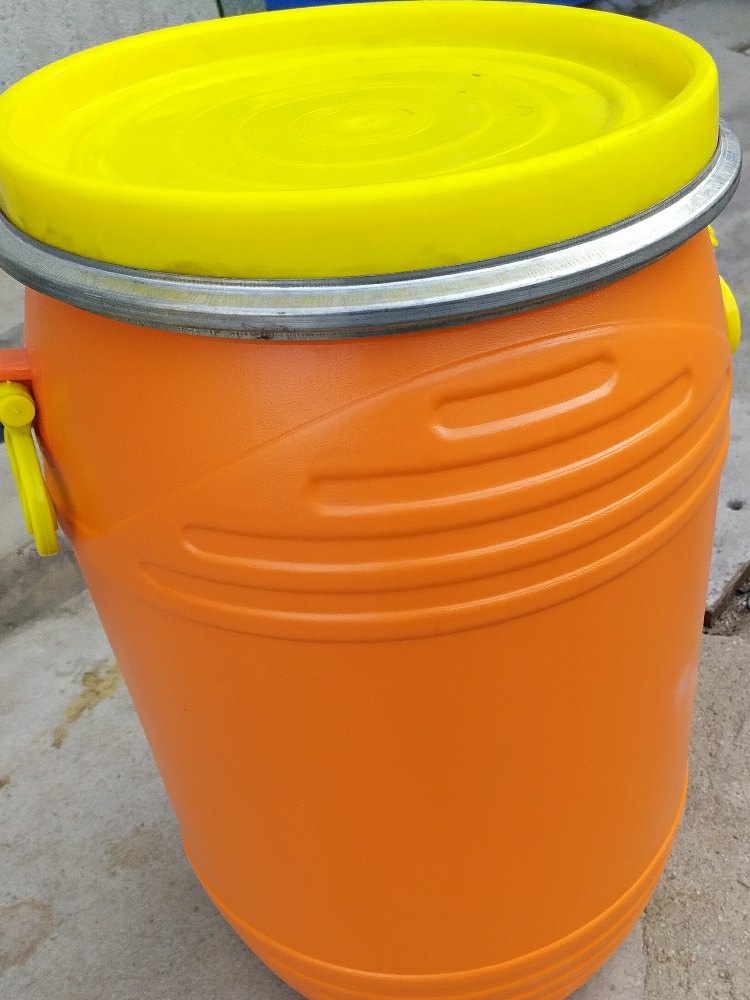 Yellow HDPE Orange 50 l open top plastic Drum, For Chemical Storage