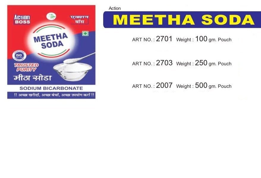 Pouch White ACTION MEETHA SODA, Powder, Packaging Size: 10 X 8 X 4