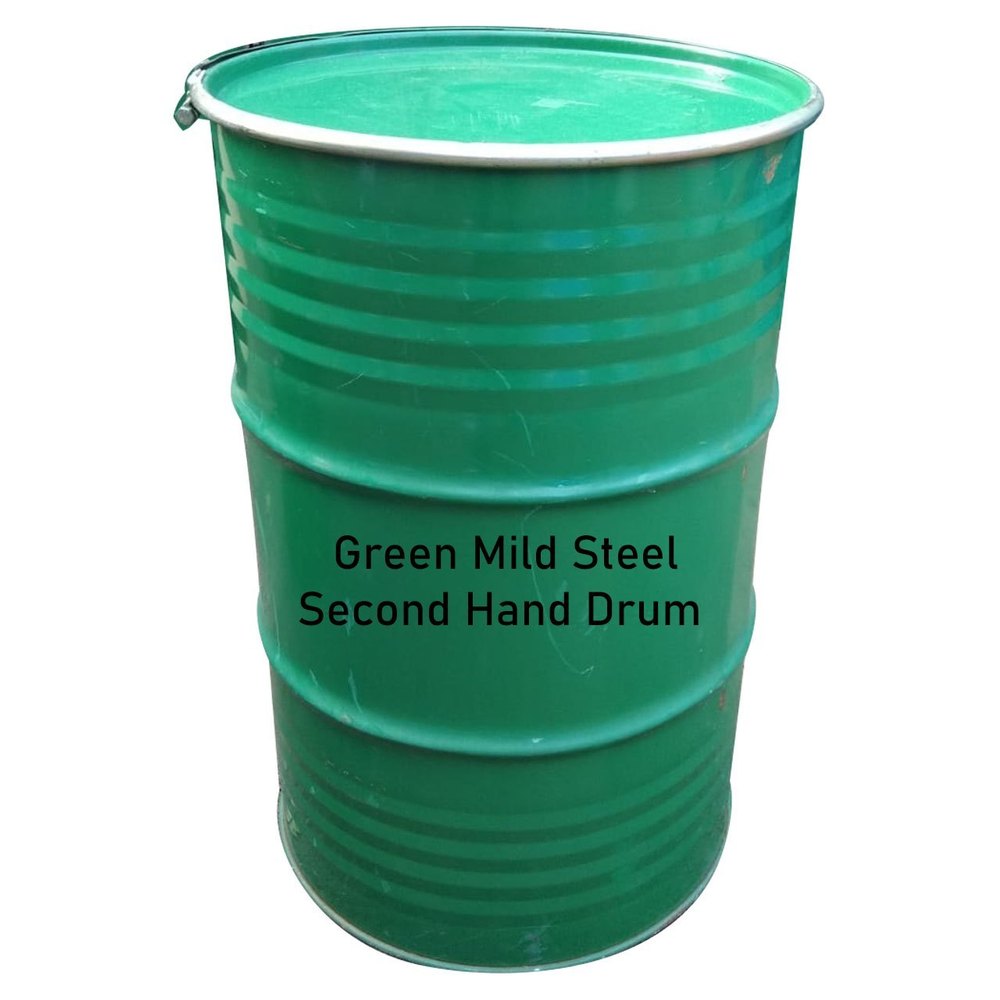 Green Second Hand Mild Steel Drum, Capacity: 200 Litre