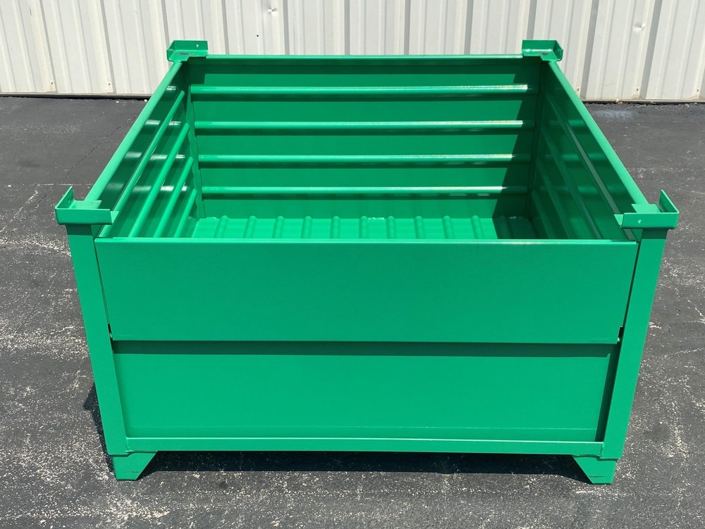 Blue Corrugated Steel Bulk Container With Half Drop Gate