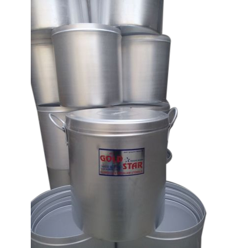 Metallic Silver Aluminium Round Storage Container