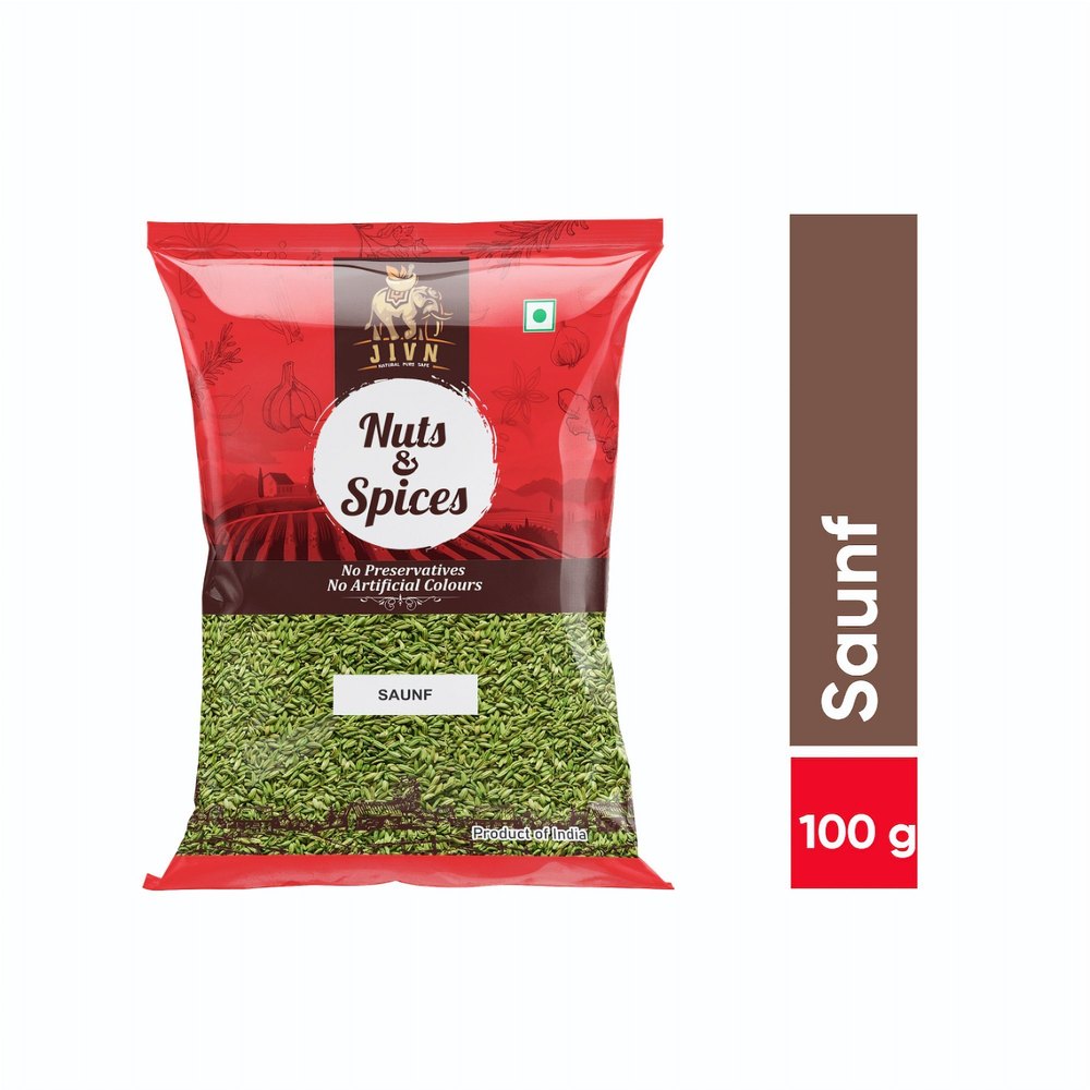 Green 100gm Jivn Premium Saunf, Packaging Type: POUCH
