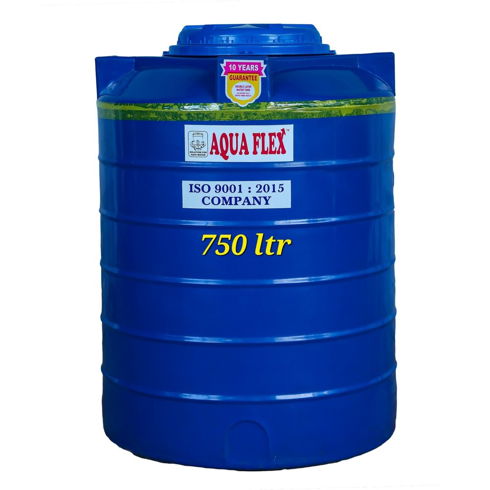 AQUA FLEX Plastic 750 Litre Blue Double Layer Water Tank