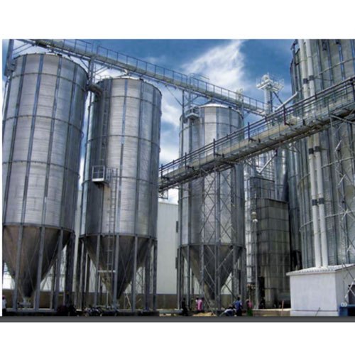 Zinc Coated Sheet Grains And Pulses Storage Hopper Bottom Silos, Storage Capacity: 100 Ton