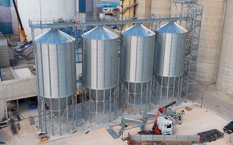 Zincalum Steel Grain Hopper Bottom Silos