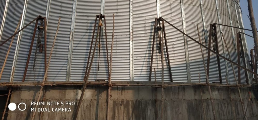 Zincalume Flat Bottom Grain Silo, For Industrial Usages