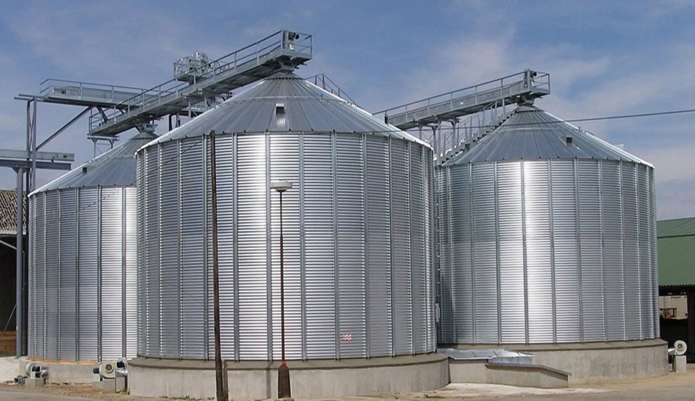 Flat Bottom Mild Steel Silo, For Paddy, Grain