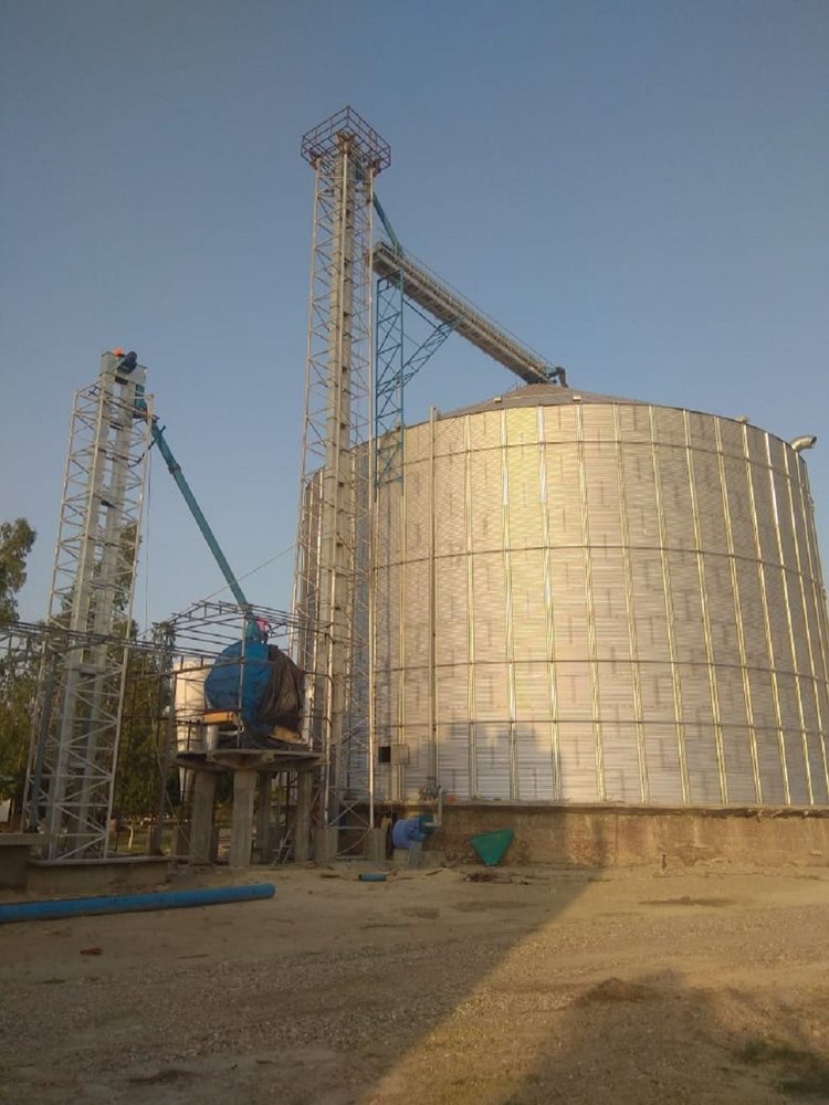 Zincalume Steel Flat Bottom Grain Storage Silo, Storage Capacity: 1000 Mt To 10000 Mt