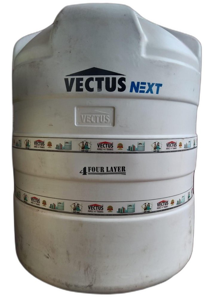 White Round Vectus Next 4 Layered Cylindrical Water Tank, Storage Capacity: 500-1000 L