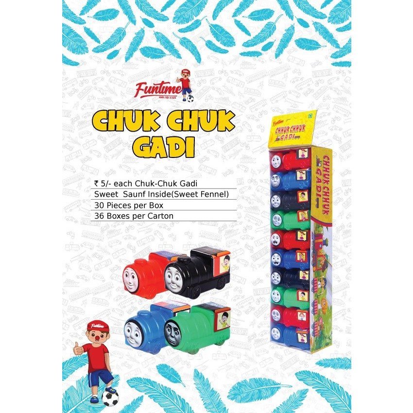 Funtime Strawberry Chuk Chuk Gadi Sweet Saunf, Box, Carton