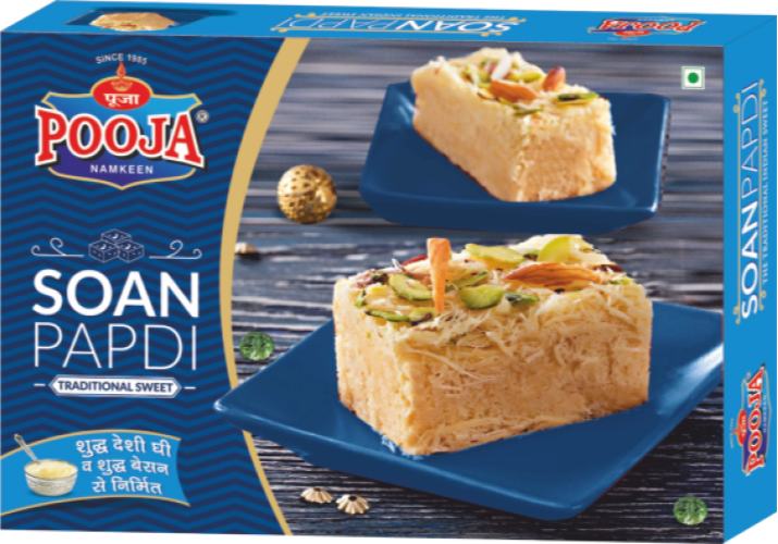 Pooja Namkeen Soan Papdi Desi Ghee 800 gms, Packaging Type: Gift Pack