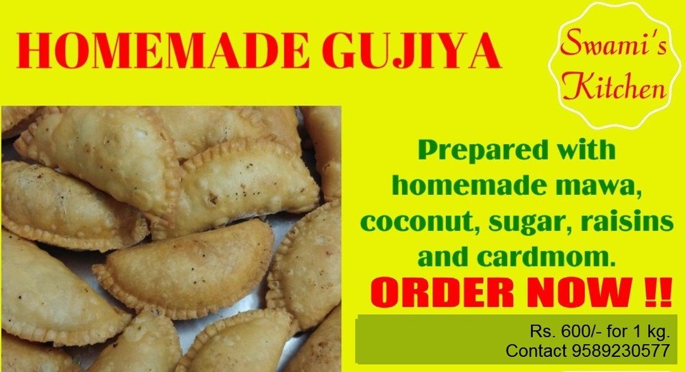 Home Made Gujiya Diwali Special (500 Grams) Khoya Coconut Pure Ghee Karanji