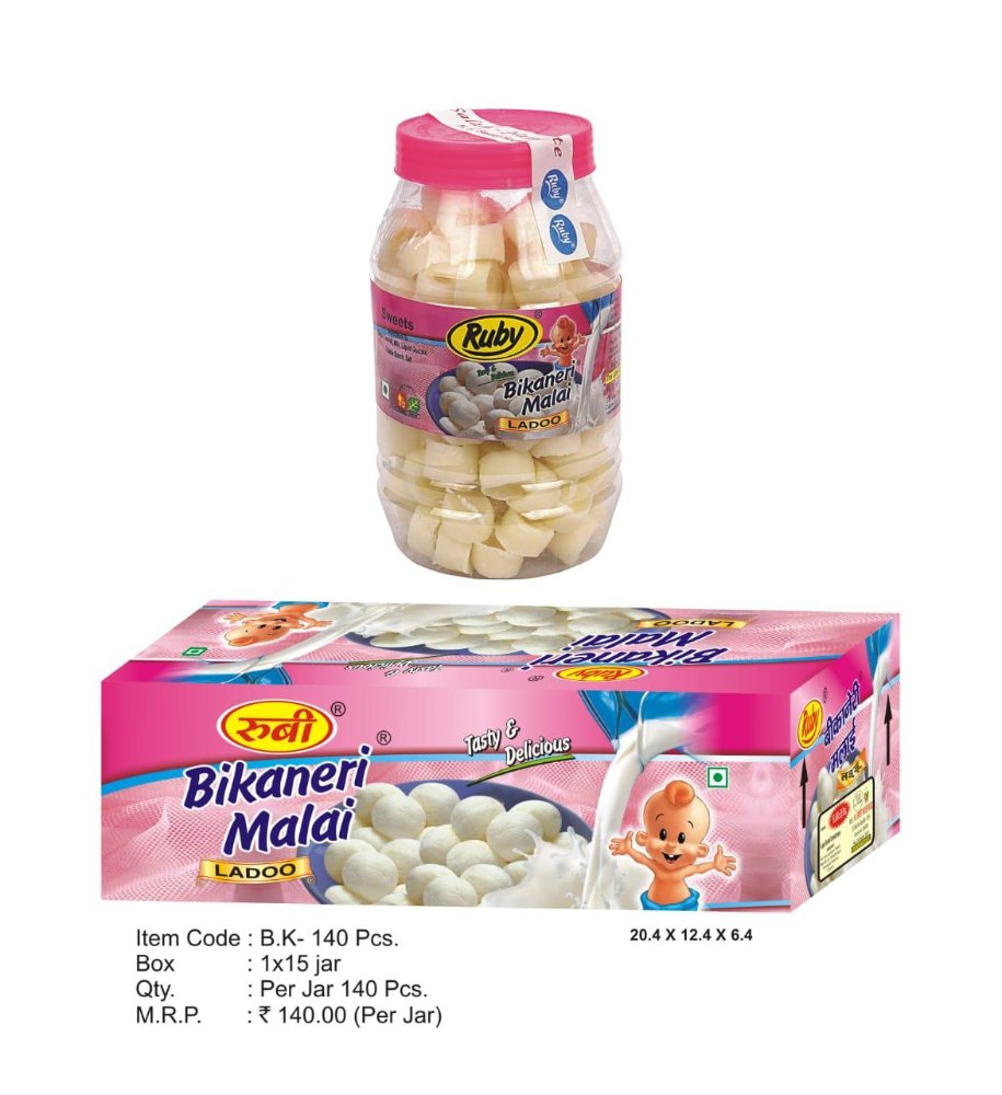 Ruby Bikaneri Malai Tasty Ladoo, Packaging Type: Plastic Jar