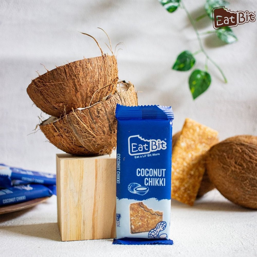 EatBit Coconut Chikki Rs 10, 30 Gm, Packaging Size: 300 Gm