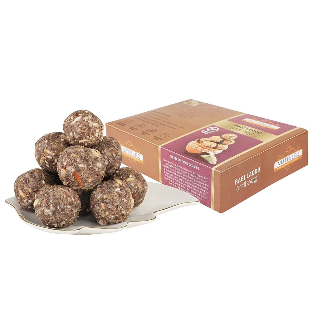 Ladoo Nutrilez Pure Deshi Ghee Ragi Laddu With Sugar Free 400g, Packaging Type: Box