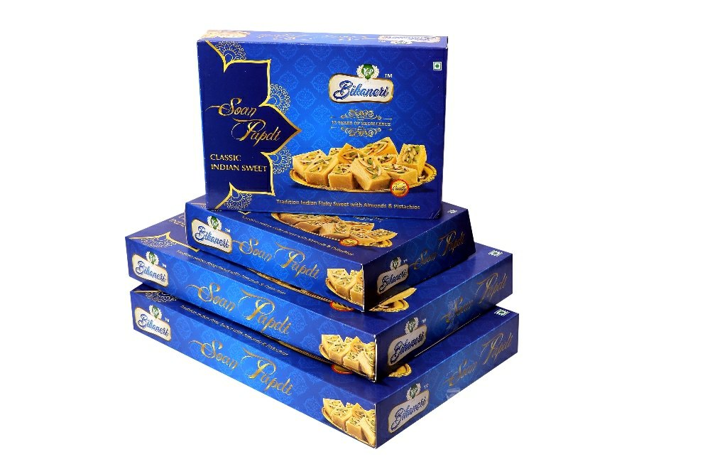 99% Elaichi Soan Papdi Bikaneri Refiend 900G/450G, Packaging Type: Box