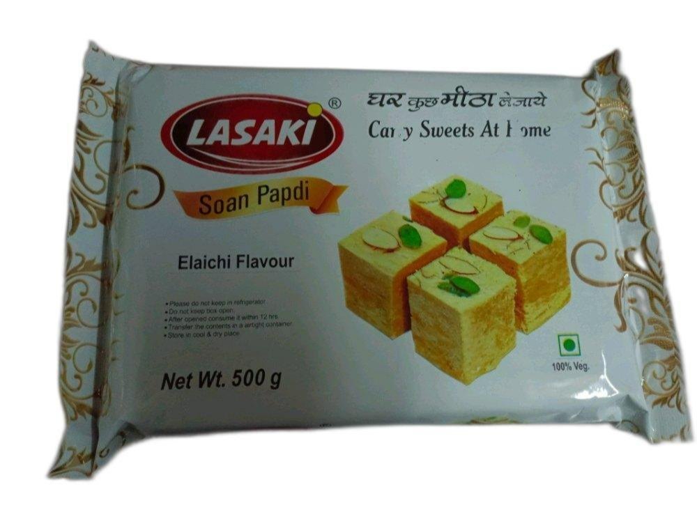 Lasaki 100% Elaichi Flavor Soan Papdi, Packaging Type: Packet, Packaging Size: 500 Gram