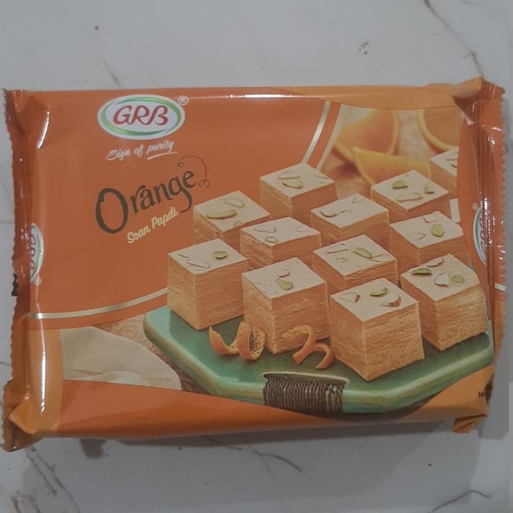 100% GRB Orange Soan Papdi, Packaging Type: Packet, Packaging Size: 200gm
