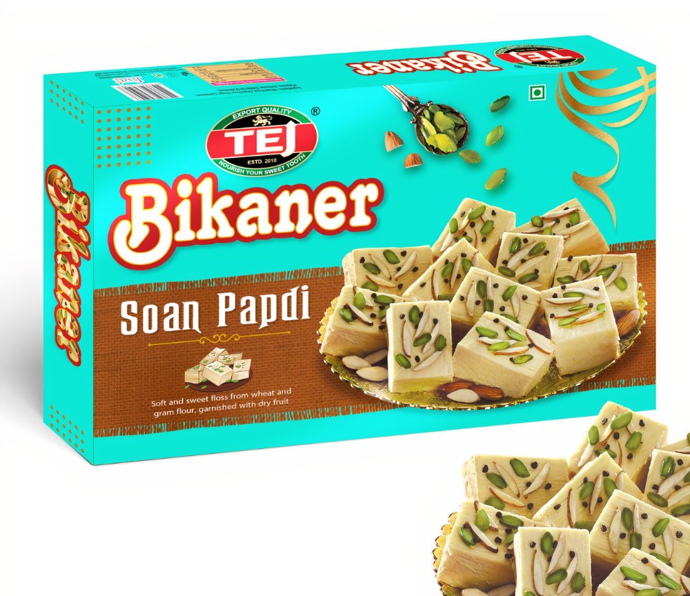 99% 400g TEJ Bikaner Soan Papdi, Packaging Type: Premium Container