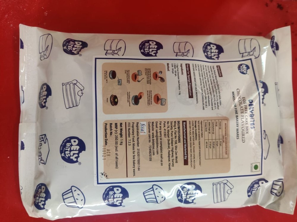 Dely Bites Brown Chocolate Eggless Cake Premix, Powder, Packaging Size: 1kg