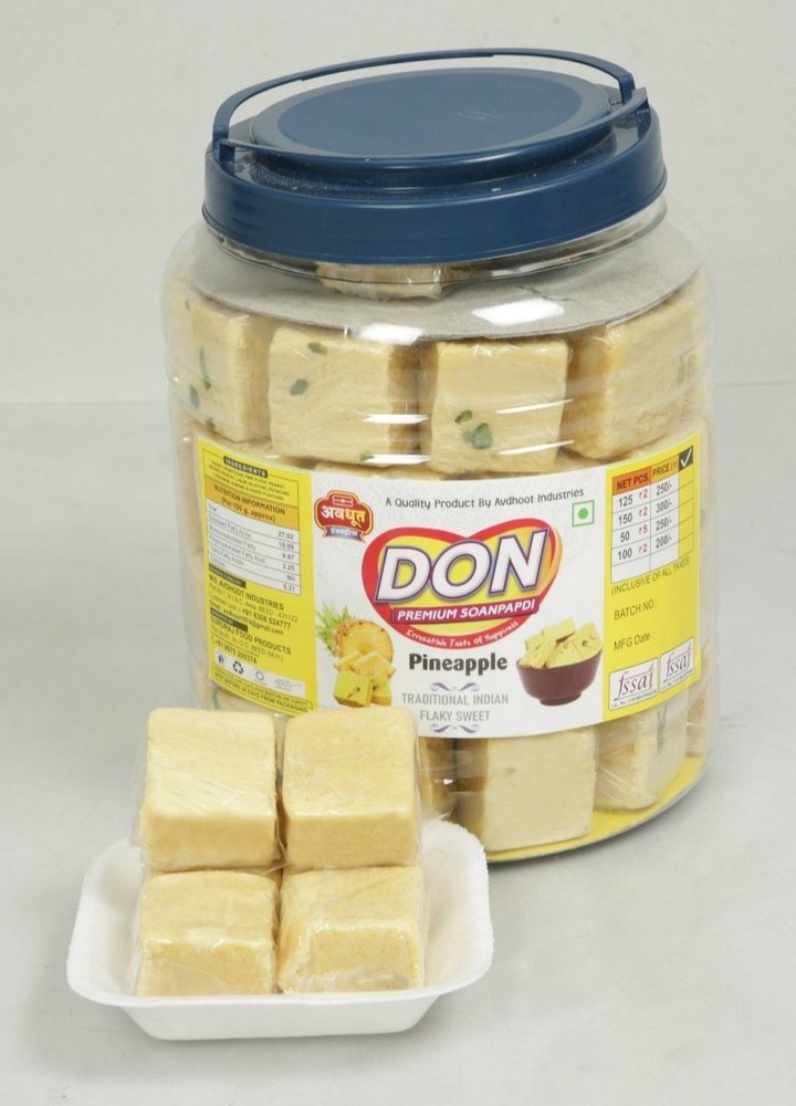 Avdhoot 100 % Pure 750g Pineapple Soan Papdi, Packaging Type: Jar
