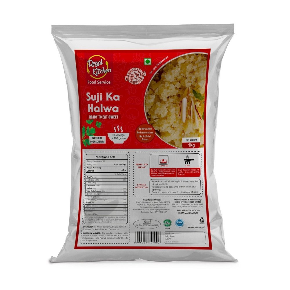 India Suji Ka Halwa Ready To Eat Sweets, Packaging Type: Packet, Packaging Size: 1kg