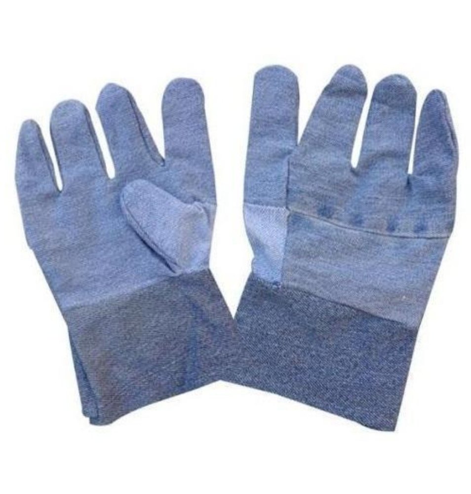 Plain Blue Jeans Hand Gloves, For Safety