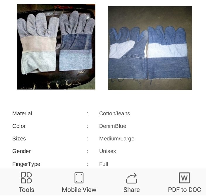 Blue Jeans Hand Gloves, For Industrial