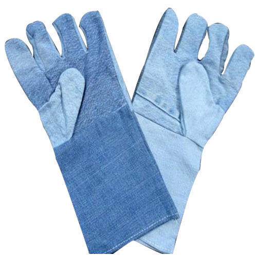 Blue Plain Safety Jeans Hand Gloves