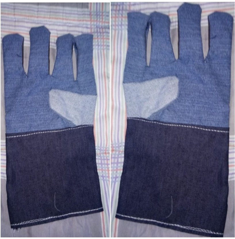 Plain Blue Jeans Hand Gloves, For Safety, Size: Large