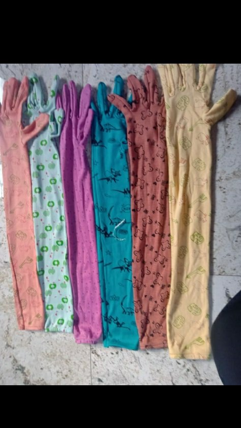 Cotton Plain Ladies Printed Long Gloves, Size: Small