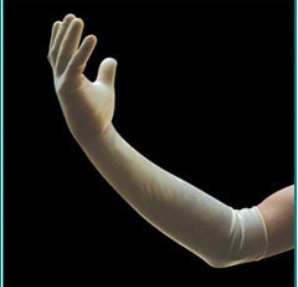 White Latex Long Sleeve Gloves, Size: Large