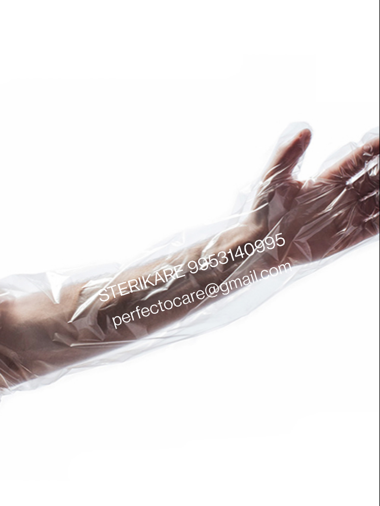 transparent Veterinary LDPE long gloves, Size: Large